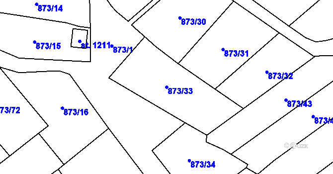 Parcela st. 873/33 v KÚ Rotava, Katastrální mapa