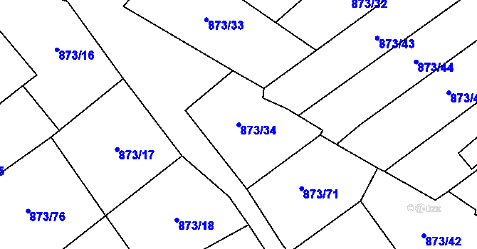 Parcela st. 873/34 v KÚ Rotava, Katastrální mapa