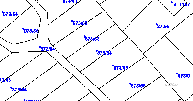 Parcela st. 873/64 v KÚ Rotava, Katastrální mapa