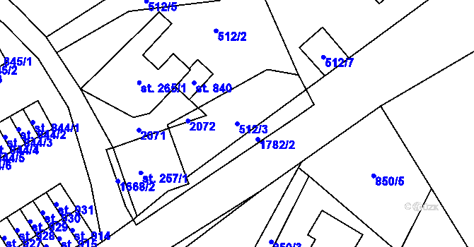 Parcela st. 512/3 v KÚ Rotava, Katastrální mapa