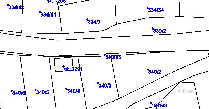 Parcela st. 340/13 v KÚ Rotava, Katastrální mapa