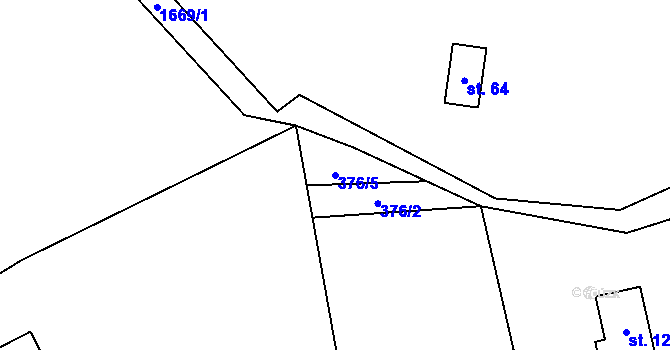 Parcela st. 376/5 v KÚ Rotava, Katastrální mapa