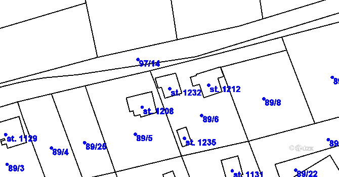 Parcela st. 1232 v KÚ Rotava, Katastrální mapa