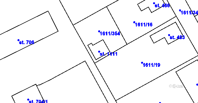 Parcela st. 1111 v KÚ Rotava, Katastrální mapa