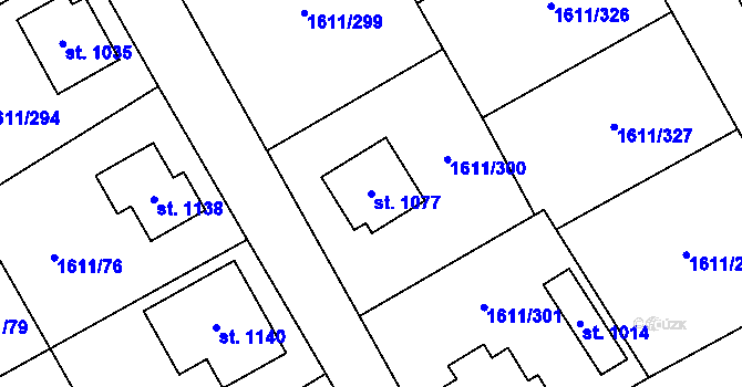 Parcela st. 1077 v KÚ Rotava, Katastrální mapa