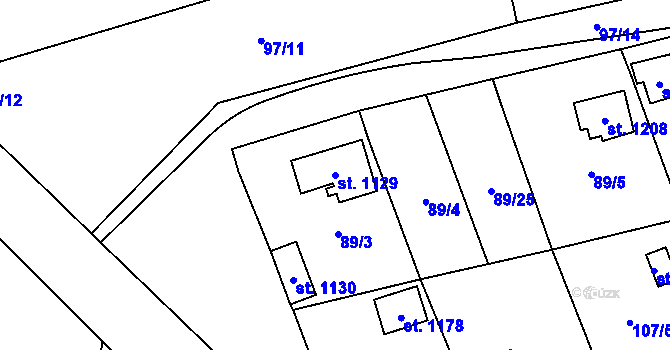 Parcela st. 1129 v KÚ Rotava, Katastrální mapa