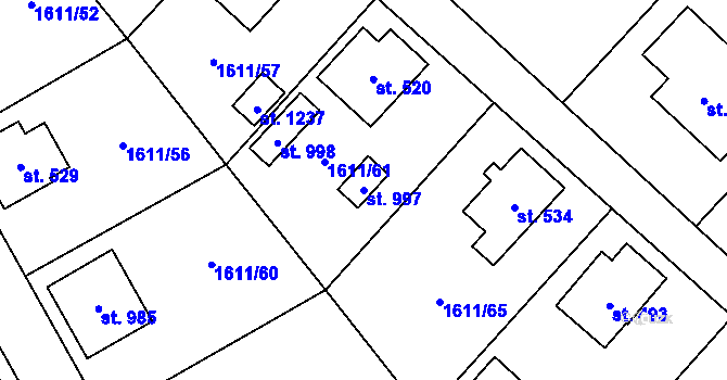 Parcela st. 997 v KÚ Rotava, Katastrální mapa