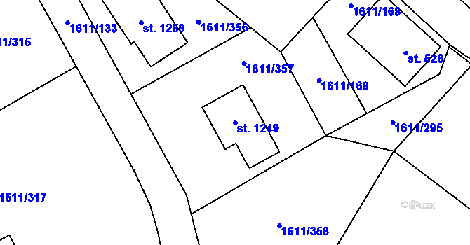 Parcela st. 1249 v KÚ Rotava, Katastrální mapa
