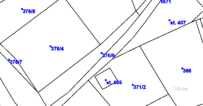 Parcela st. 376/9 v KÚ Rotava, Katastrální mapa