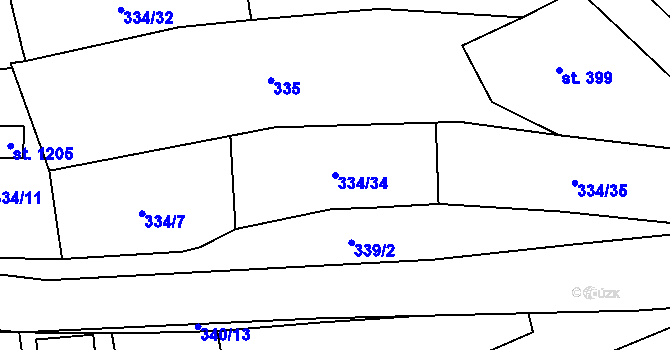 Parcela st. 334/34 v KÚ Rotava, Katastrální mapa