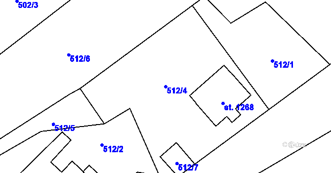 Parcela st. 512/4 v KÚ Rotava, Katastrální mapa