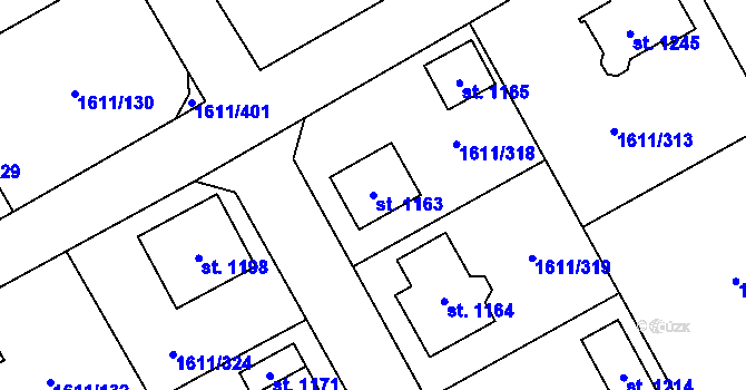 Parcela st. 1163 v KÚ Rotava, Katastrální mapa
