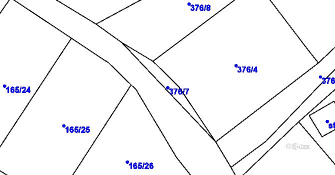 Parcela st. 376/7 v KÚ Rotava, Katastrální mapa