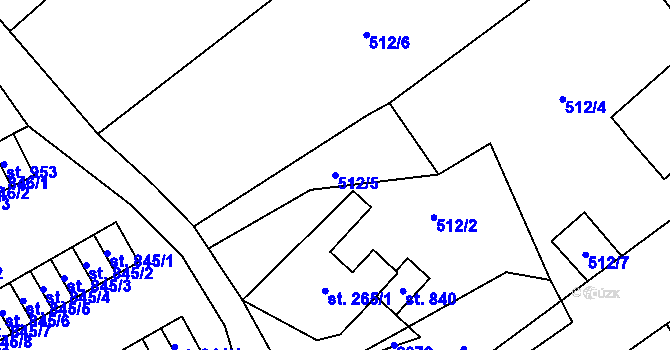 Parcela st. 512/5 v KÚ Rotava, Katastrální mapa