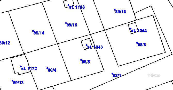 Parcela st. 1043 v KÚ Rotava, Katastrální mapa
