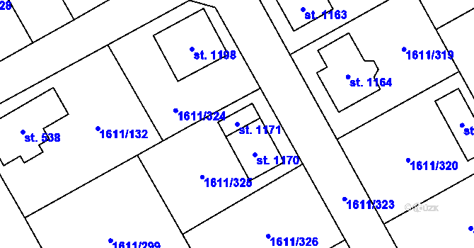 Parcela st. 1171 v KÚ Rotava, Katastrální mapa