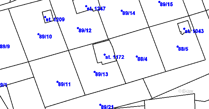 Parcela st. 1172 v KÚ Rotava, Katastrální mapa