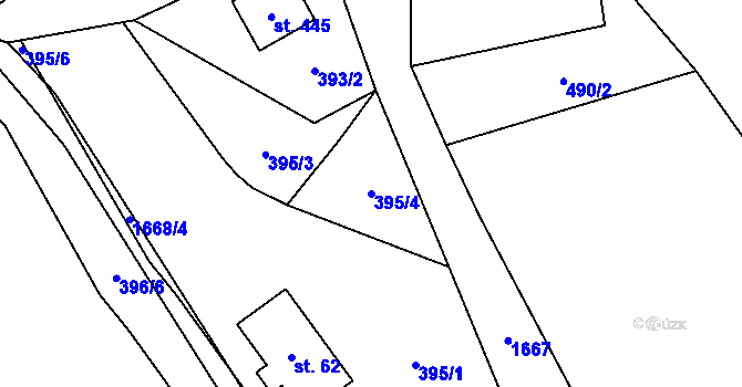 Parcela st. 395/4 v KÚ Rotava, Katastrální mapa