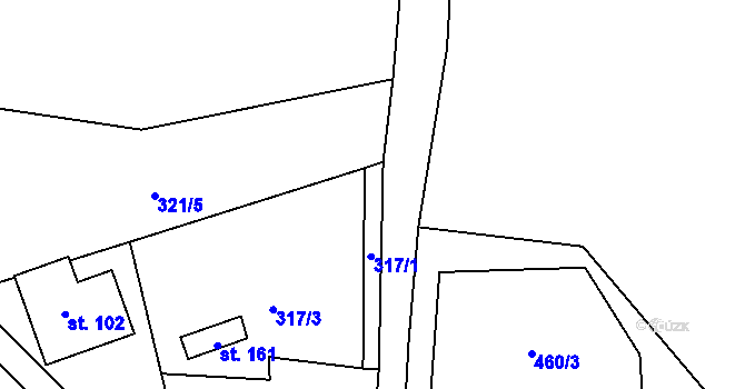 Parcela st. 317/1 v KÚ Smolná, Katastrální mapa