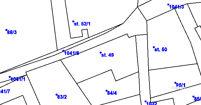 Parcela st. 49 v KÚ Roučkovice, Katastrální mapa
