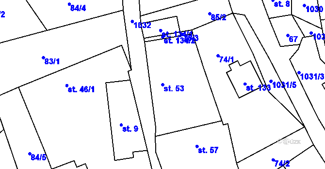 Parcela st. 53 v KÚ Roučkovice, Katastrální mapa