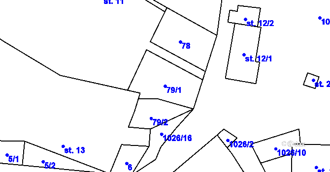 Parcela st. 79/1 v KÚ Roučkovice, Katastrální mapa