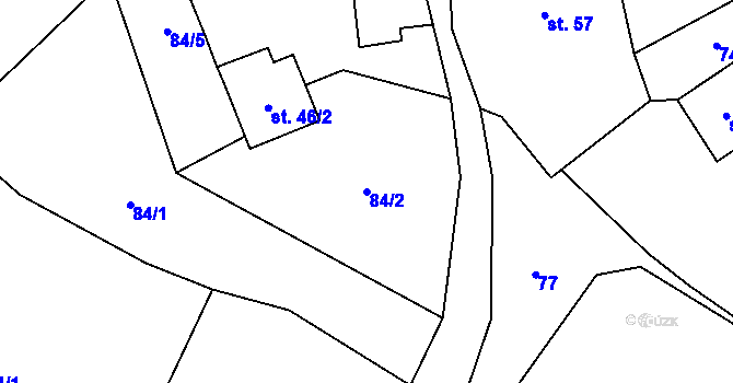 Parcela st. 84/2 v KÚ Roučkovice, Katastrální mapa