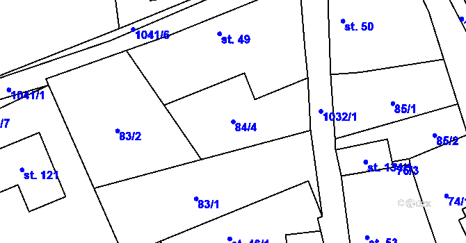 Parcela st. 84/4 v KÚ Roučkovice, Katastrální mapa
