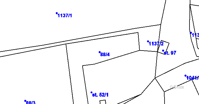 Parcela st. 88/4 v KÚ Roučkovice, Katastrální mapa
