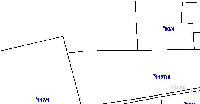 Parcela st. 90/1 v KÚ Roučkovice, Katastrální mapa