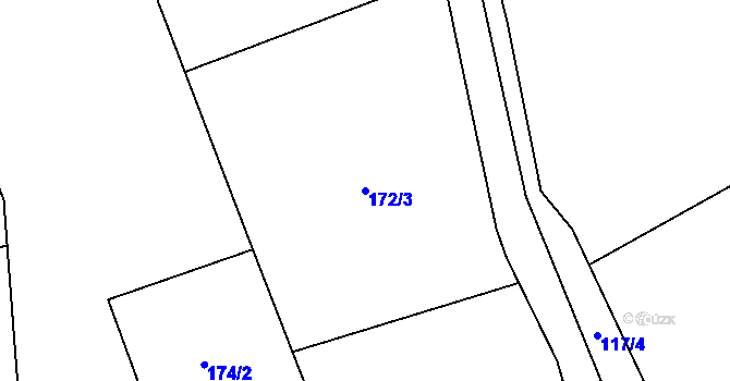 Parcela st. 172/3 v KÚ Roučkovice, Katastrální mapa