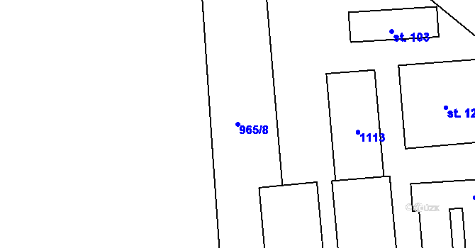 Parcela st. 965/8 v KÚ Roučkovice, Katastrální mapa