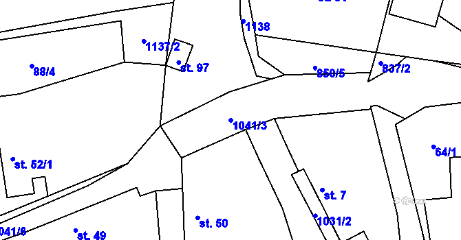 Parcela st. 1041/3 v KÚ Roučkovice, Katastrální mapa