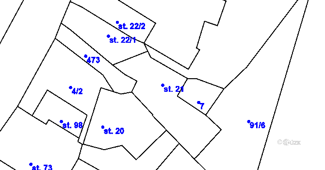 Parcela st. 21 v KÚ Roudná nad Lužnicí, Katastrální mapa