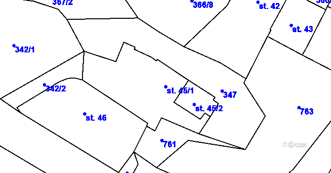 Parcela st. 45/1 v KÚ Roudná nad Lužnicí, Katastrální mapa