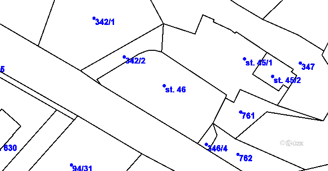 Parcela st. 46 v KÚ Roudná nad Lužnicí, Katastrální mapa