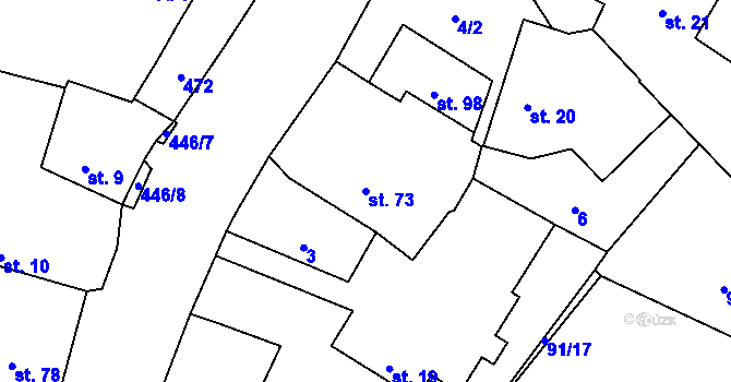 Parcela st. 73 v KÚ Roudná nad Lužnicí, Katastrální mapa