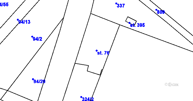 Parcela st. 76 v KÚ Roudná nad Lužnicí, Katastrální mapa