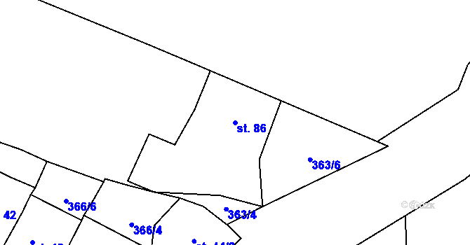 Parcela st. 86 v KÚ Roudná nad Lužnicí, Katastrální mapa