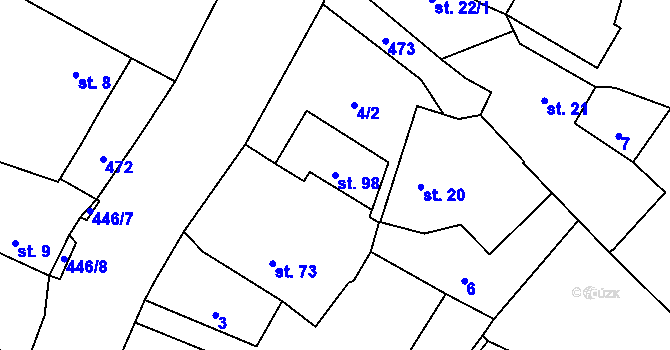 Parcela st. 98 v KÚ Roudná nad Lužnicí, Katastrální mapa