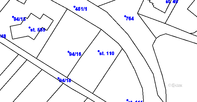 Parcela st. 110 v KÚ Roudná nad Lužnicí, Katastrální mapa