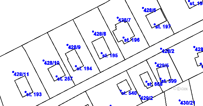 Parcela st. 195 v KÚ Roudná nad Lužnicí, Katastrální mapa
