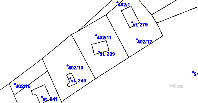 Parcela st. 239 v KÚ Roudná nad Lužnicí, Katastrální mapa