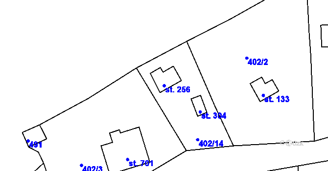 Parcela st. 256 v KÚ Roudná nad Lužnicí, Katastrální mapa