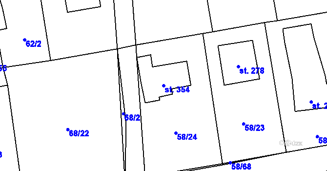 Parcela st. 354 v KÚ Roudná nad Lužnicí, Katastrální mapa