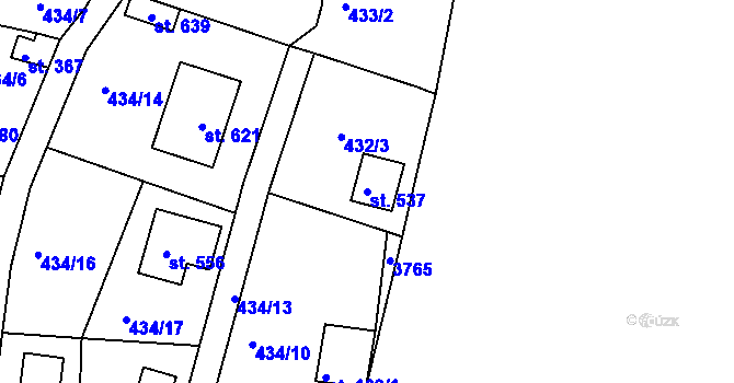 Parcela st. 537 v KÚ Roudná nad Lužnicí, Katastrální mapa