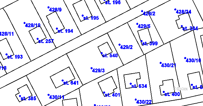 Parcela st. 540 v KÚ Roudná nad Lužnicí, Katastrální mapa