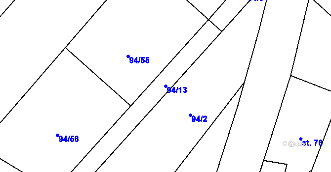 Parcela st. 94/13 v KÚ Roudná nad Lužnicí, Katastrální mapa