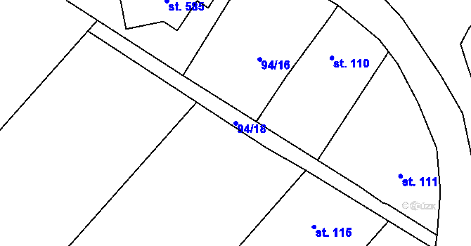 Parcela st. 94/18 v KÚ Roudná nad Lužnicí, Katastrální mapa