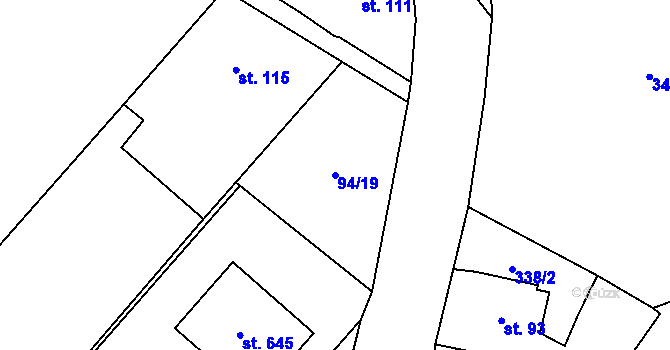Parcela st. 94/19 v KÚ Roudná nad Lužnicí, Katastrální mapa